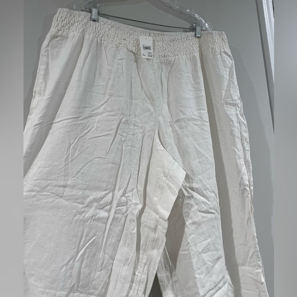 NWT Cato Plus Size White Wide Leg Linen Pants Pom Pom Hem, 22W/24W Swim/Beach - Picture 5 of 8